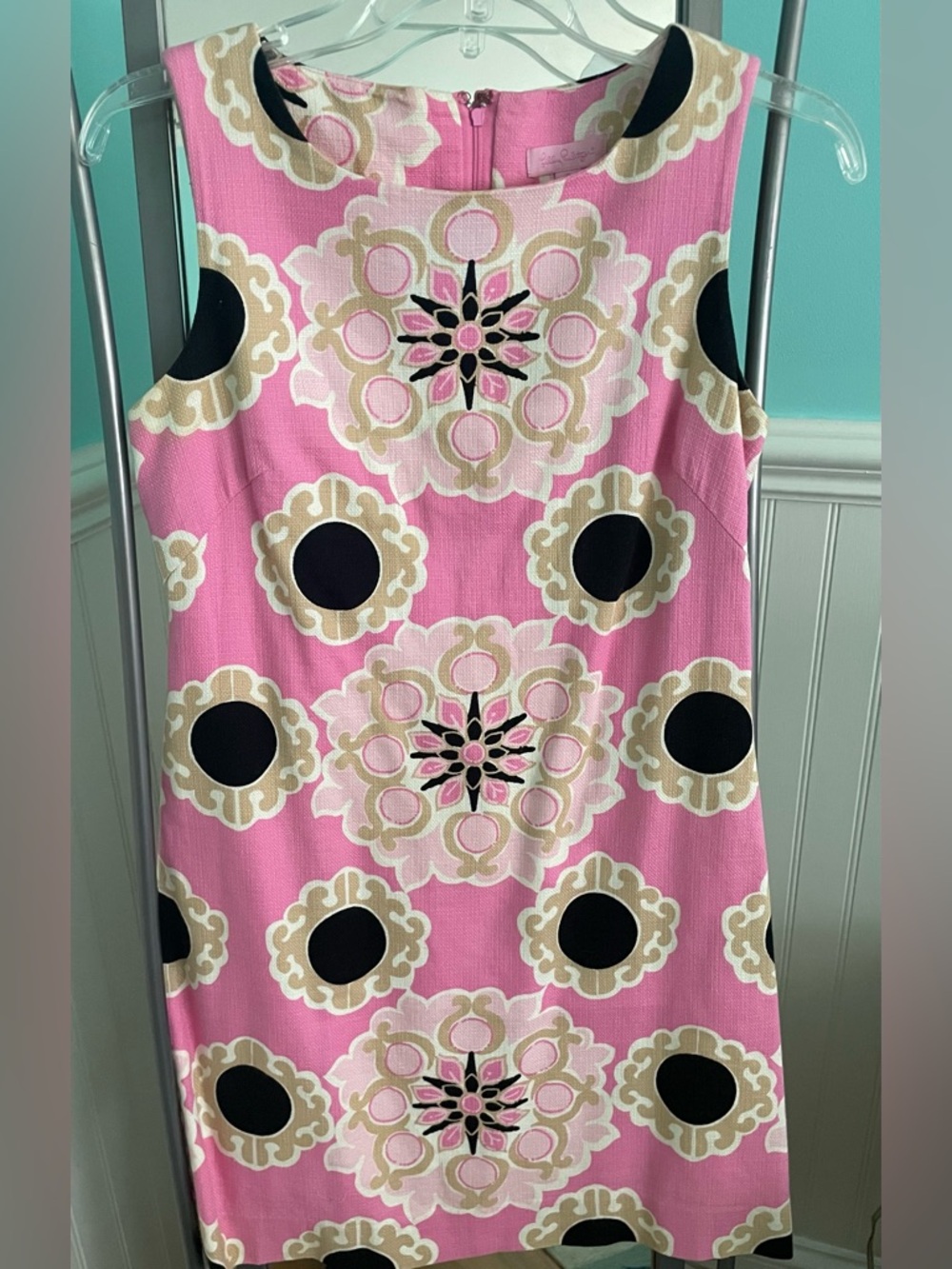 Lilly Pulitzer Pink Black and Tan Medallion sleeveless dress